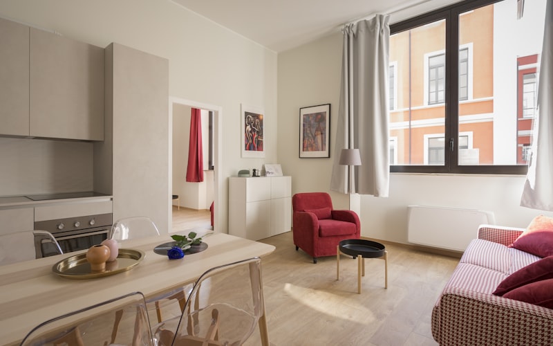 Rental unit interior connected to rent flow